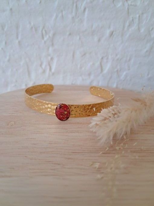 Jonc martelé doré 1 fleur